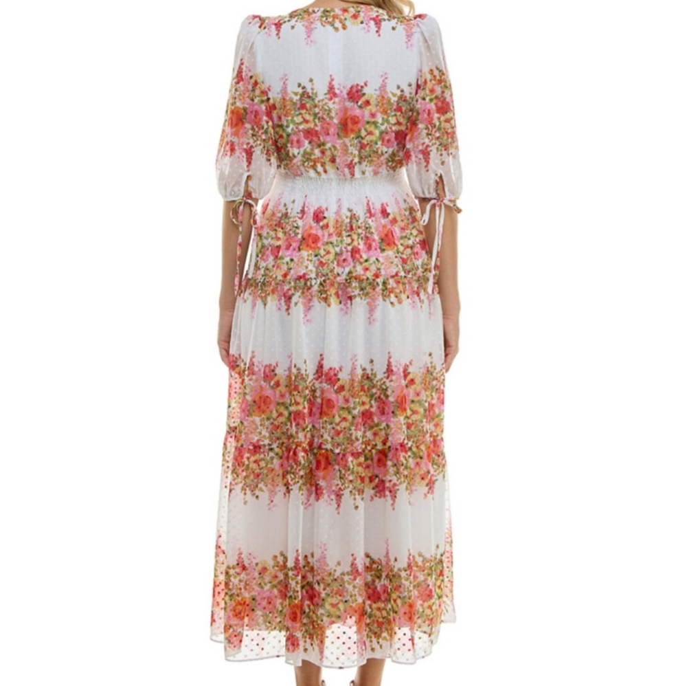 Taylor Women's Floral-Striped Swiss-Dot Chiffon D… - image 2